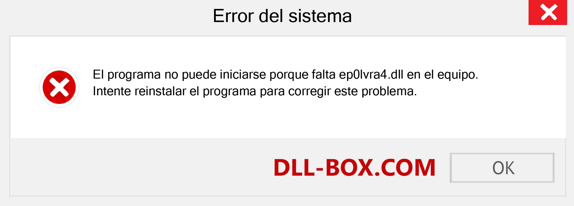 ¿Falta el archivo ep0lvra4.dll ?. Descargar para Windows 7, 8, 10 - Corregir ep0lvra4 dll Missing Error en Windows, fotos, imágenes